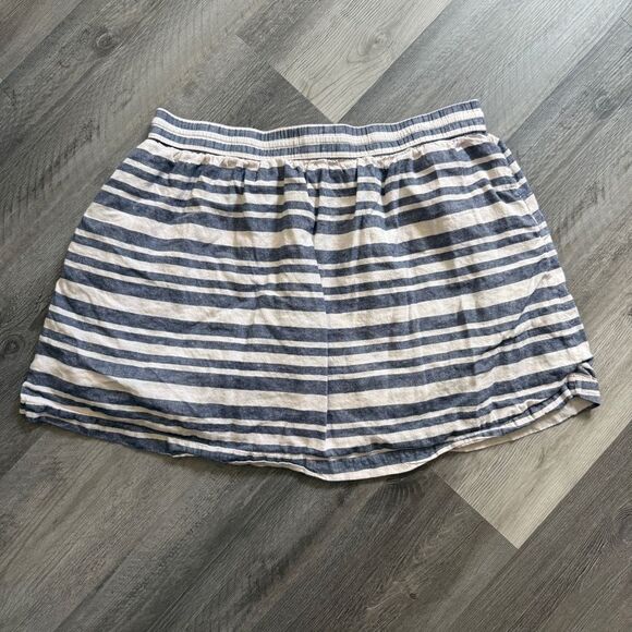 GAP Skirt Blue White Stripe Pockets Linen Cotton Lined Large - Picture 6 of 9